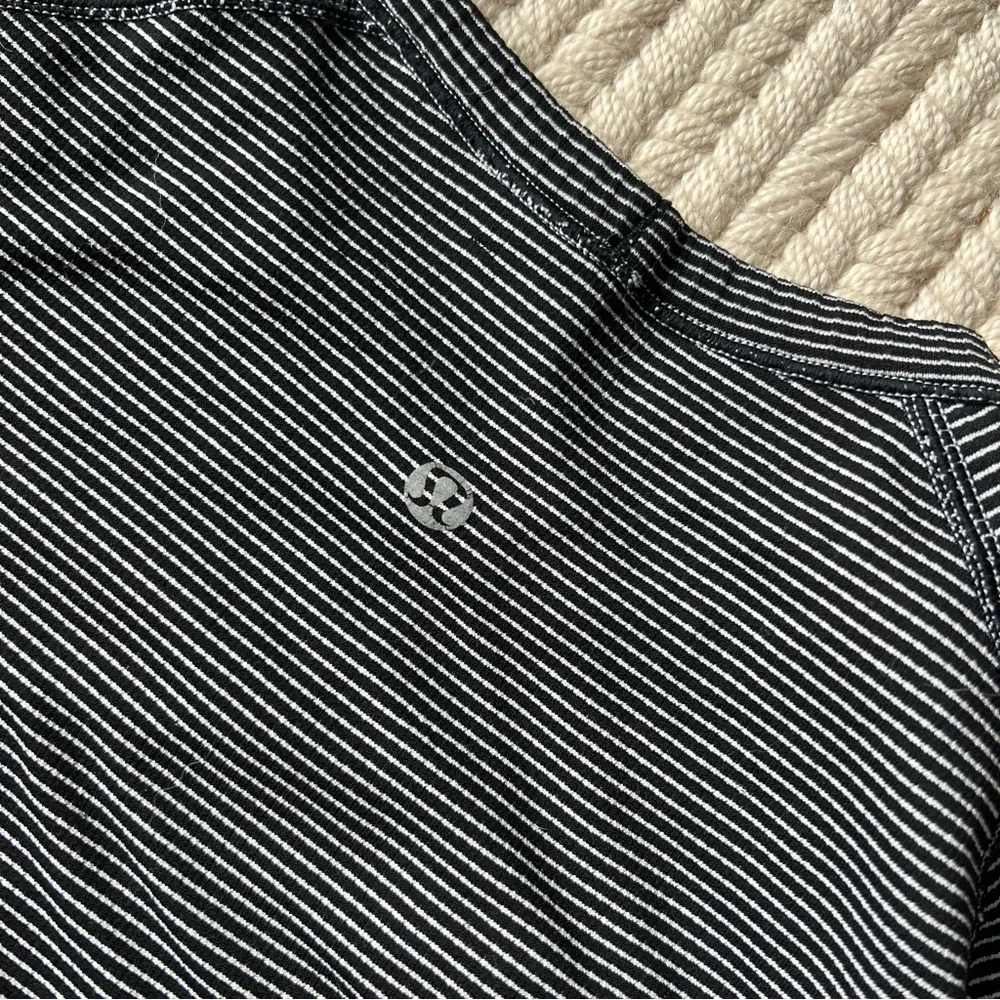 lululemon athletica Black and White Striped Short Sleeve Tee